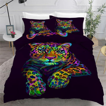 Leopard 3D Bettwäsche-Set 220x240 cm | Mikrofaser Bettwäsche