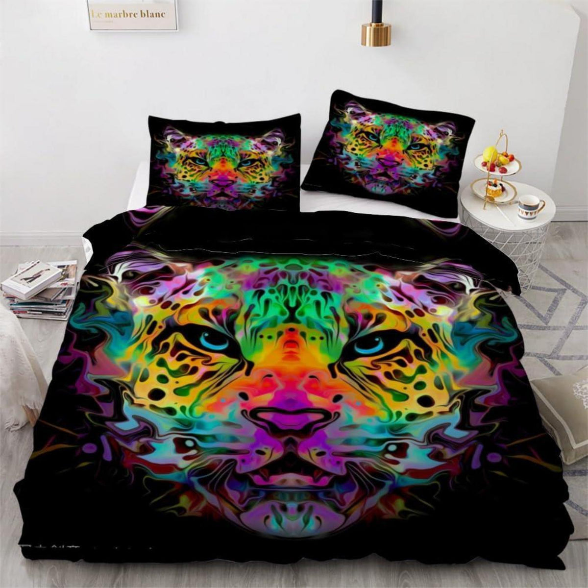 Leopard Kinderbettwäsche 135x200 cm - 4tlg. Mikrofaser 3D Motiv
