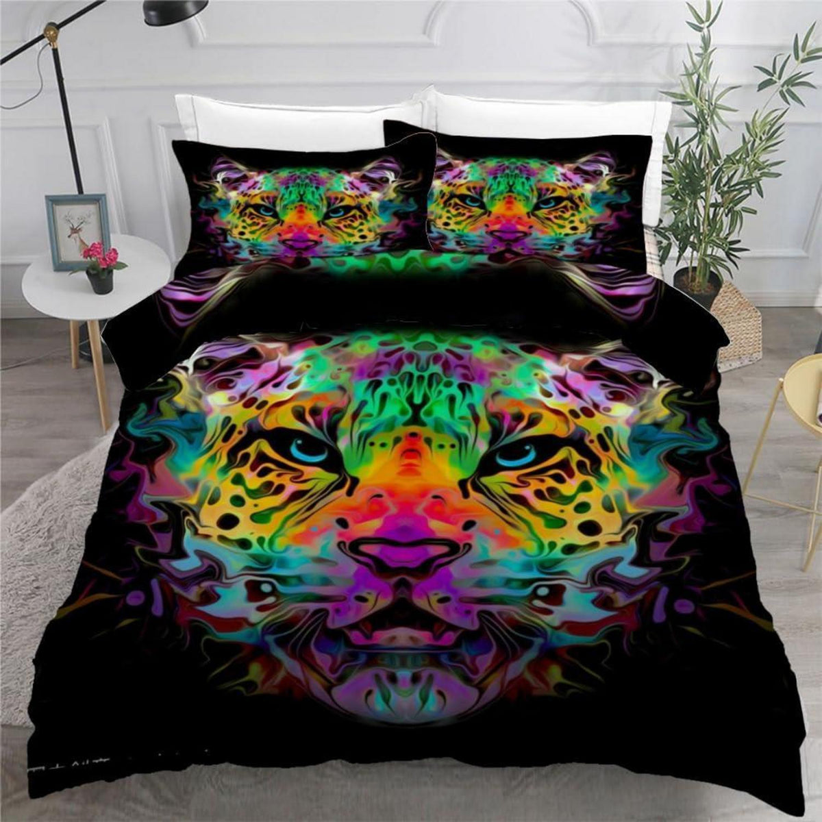 Leopard Kinderbettwäsche 135x200 cm - 4tlg. Mikrofaser 3D Motiv