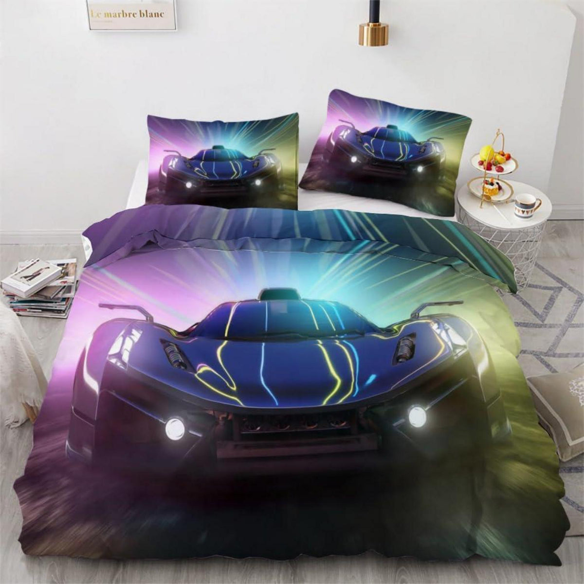 Rennwagen Kinderbettwäsche 135x200 cm 4-teilig Mikrofaser