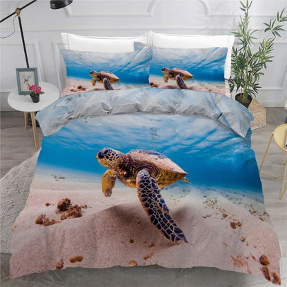 Meeresschildkröte Bettwäsche-Set 220x240 cm | 3-teilig Mikrofaser