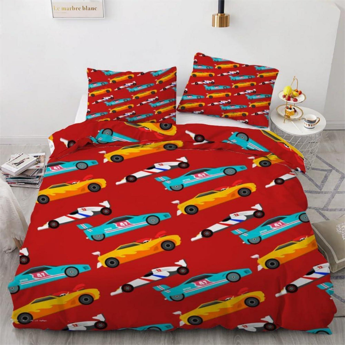 Rennwagen Bettwäsche Set 220x240 cm - 3-teilig Mikrofaser