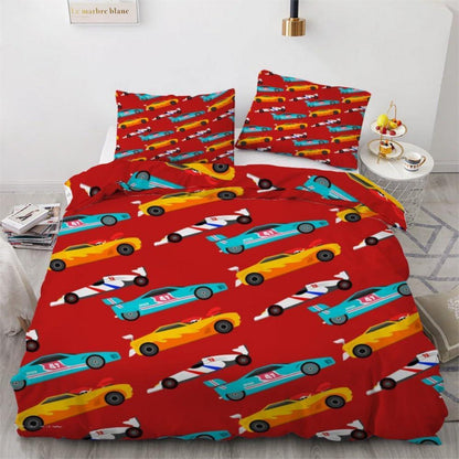 Rennwagen Bettwäsche Set 220x240 cm - 3-teilig Mikrofaser
