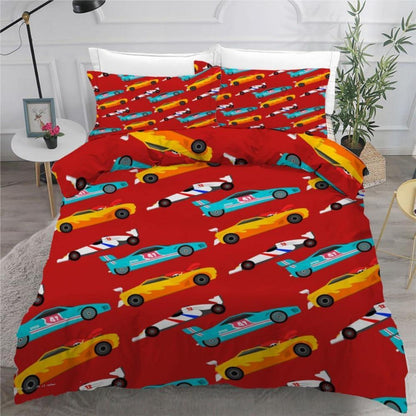 Rennwagen Bettwäsche Set 220x240 cm - 3-teilig Mikrofaser
