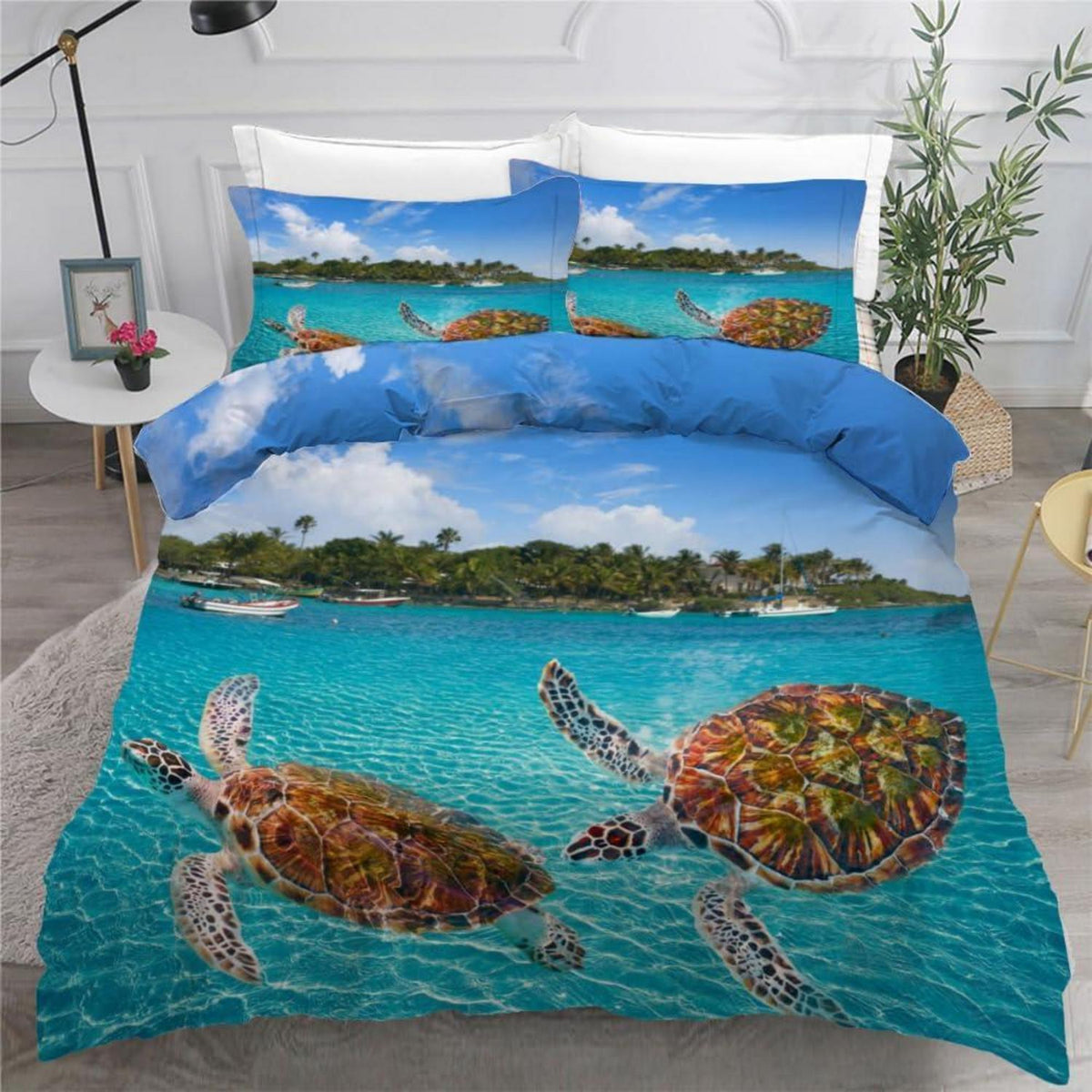 Meeresschildkröte Bettwäsche-Set 220x240 cm | 3-teilig Mikrofaser