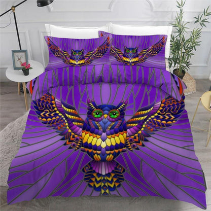 Eulen-Bettwäsche-Set 135x200 cm | Mikrofaser | 4-teilig