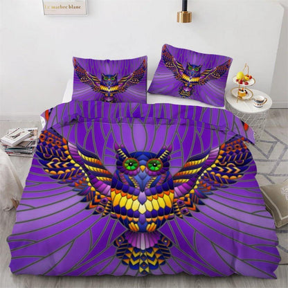 Eule 3tlg. Bettwäsche-Set Mikrofaser 220x240 cm Boho Dekor
