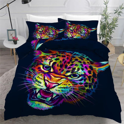 Leopard 3D Bettwäsche-Set 220x240 cm | Mikrofaser & Graffiti Design