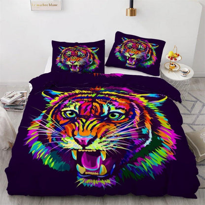 Tiger 3tlg. Bettwäsche-Set 220x240 cm – Mikrofaser & Graffiti Design
