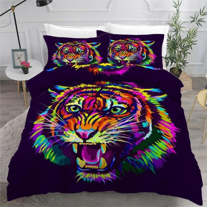 Tiger 3tlg. Bettwäsche-Set 220x240 cm – Mikrofaser & Graffiti Design