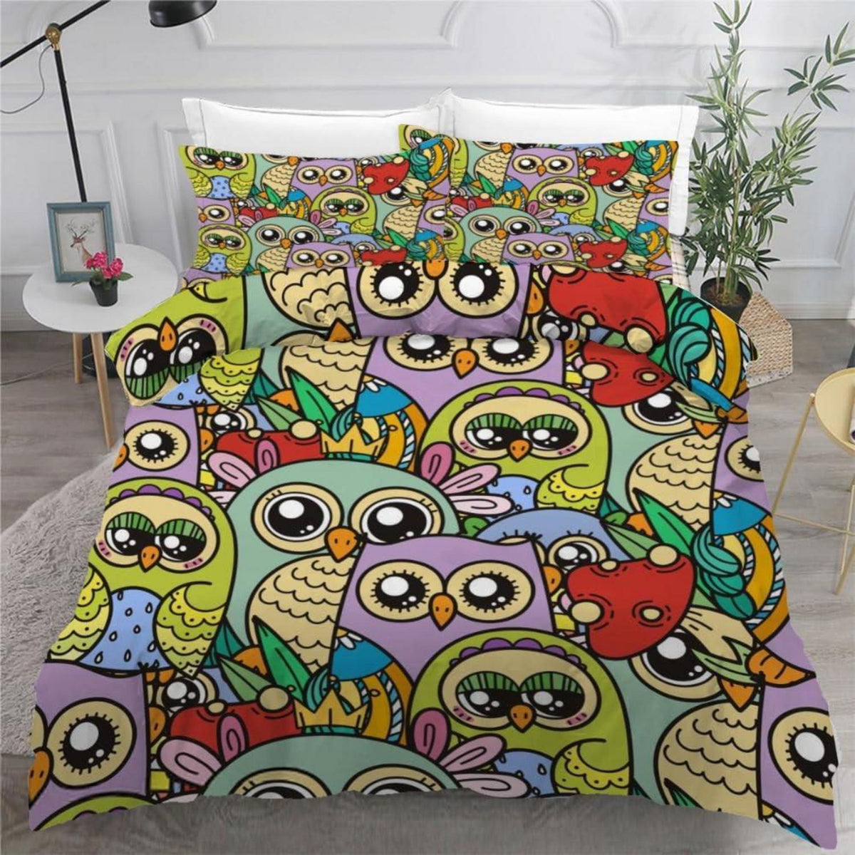 Eule Bettwäsche Set 220x240 cm - 3-teilig Mikrofaser