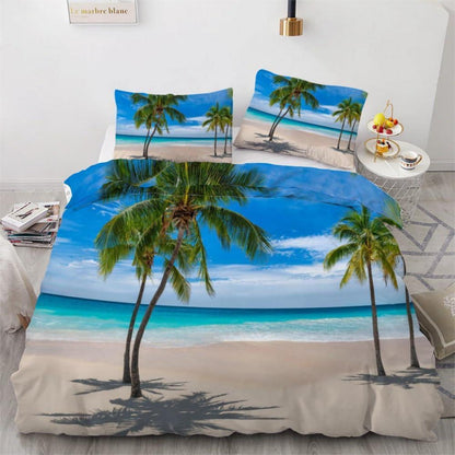 Bettwäsche Set Palme 220x240 cm | 3-teilig, Mikrofaser, 3D-Motiv
