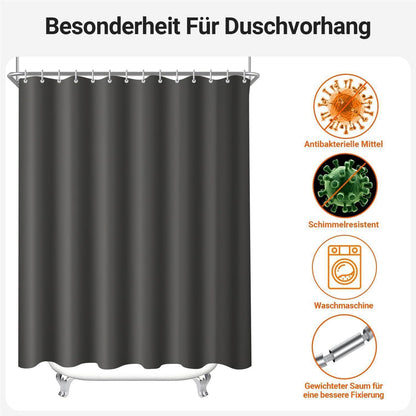Duschvorhang Dunkelgrau 200x180cm Beschwerter Saum