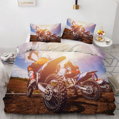 Motocross Kinderbettwäsche 135x200 cm 4-teilig Mikrofaser