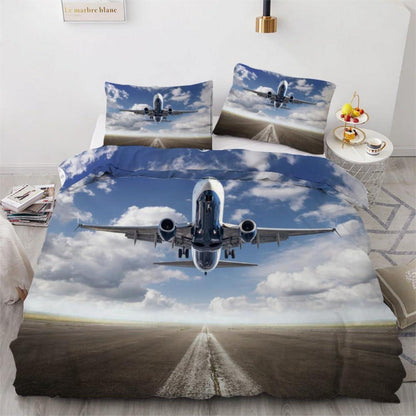 Flugzeug Kinderbettwäsche Set 135x200 cm 4-teilig Mikrofaser