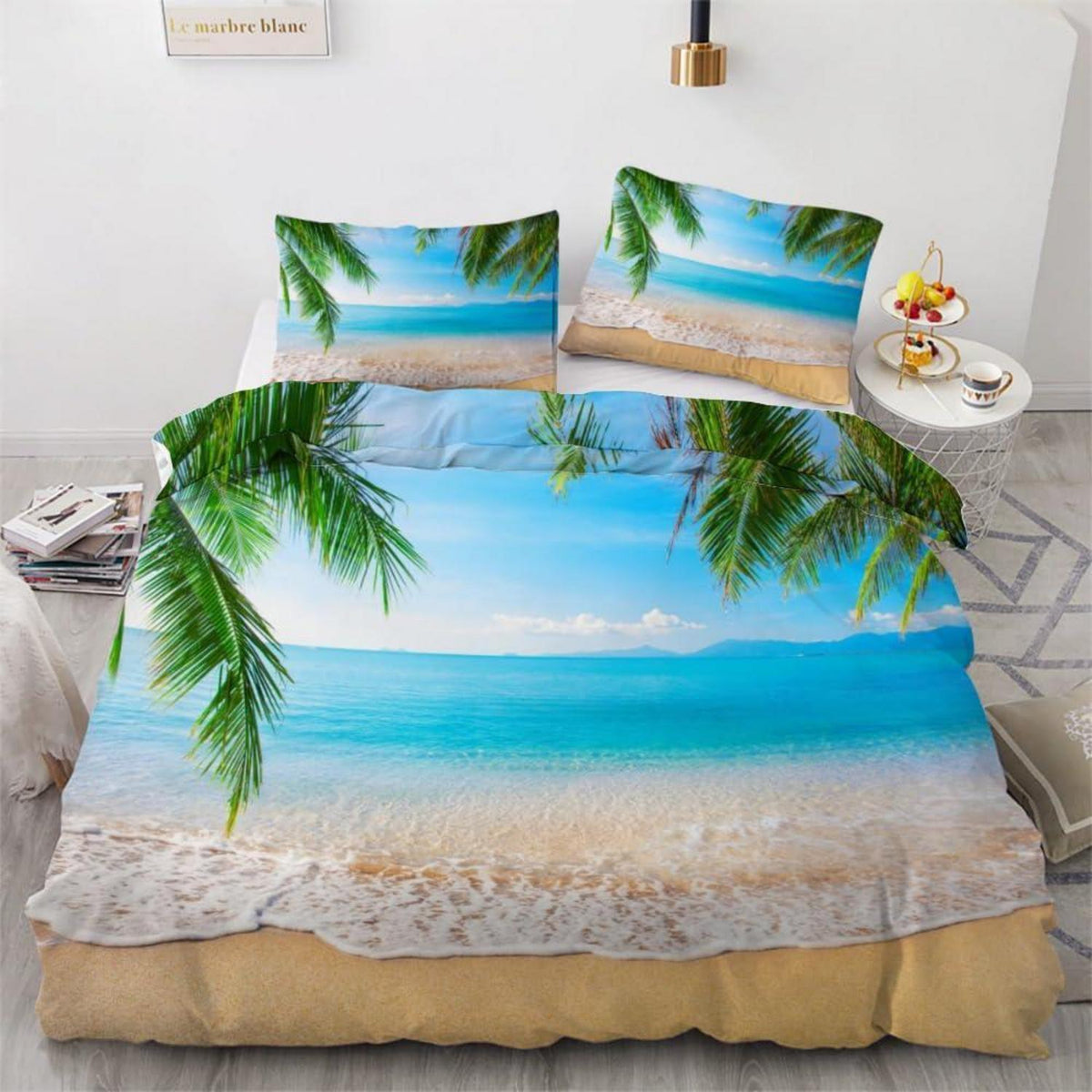 Bettwäsche Set Palmenblätter 220x240 cm 3-teilig Mikrofaser