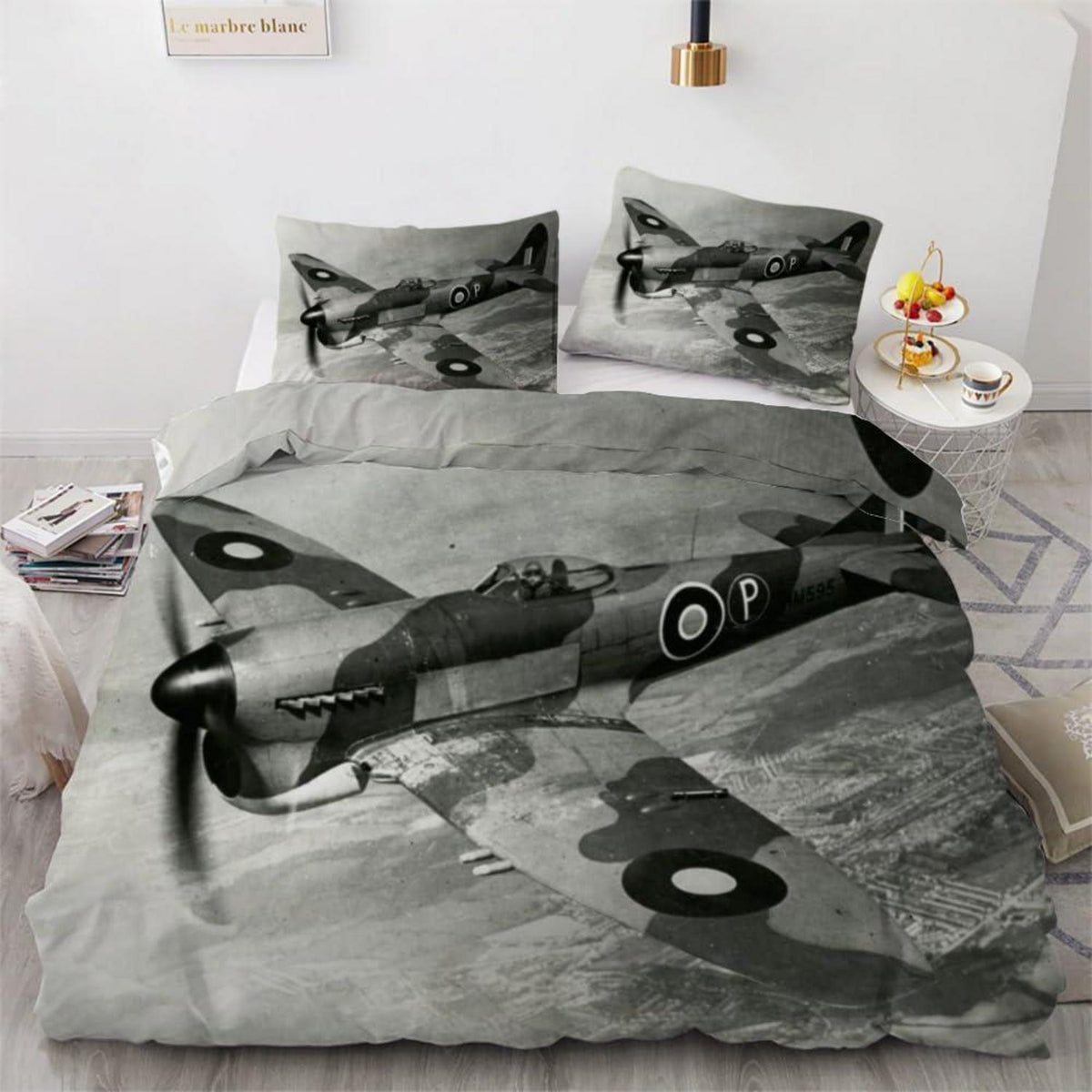 Bettwäsche-Set Flugzeug 135x200 cm 4-teilig 3D Mikrofaser Wendebettwäsche