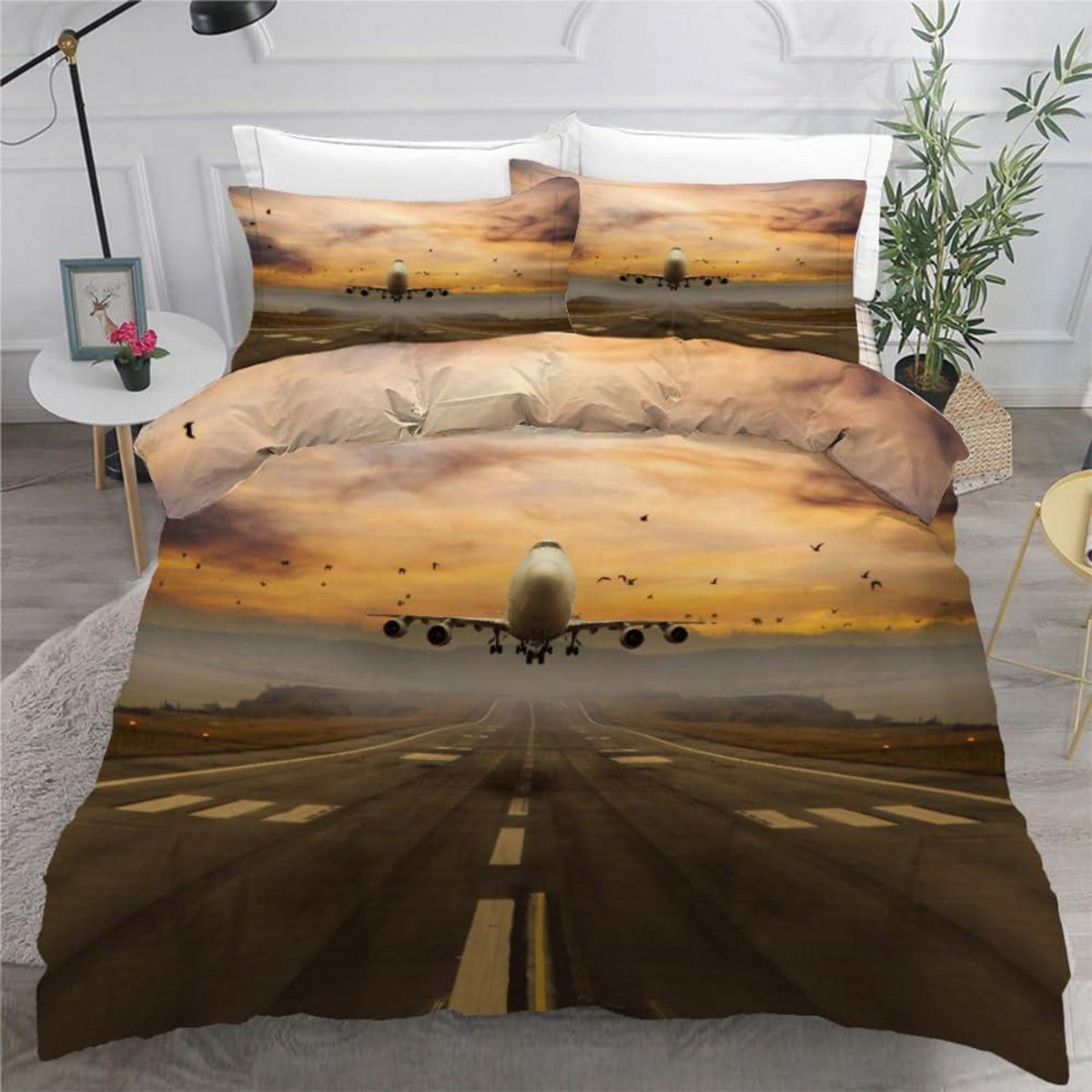 Flugzeug Bettwäsche Set 220x240 cm - 3teilig Mikrofaser