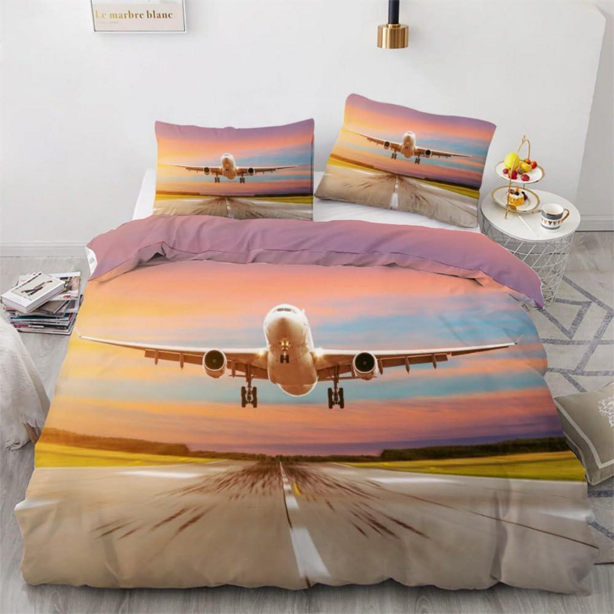 Flugzeug Bettwäsche Set 220x240 cm - 3-teilig Mikrofaser