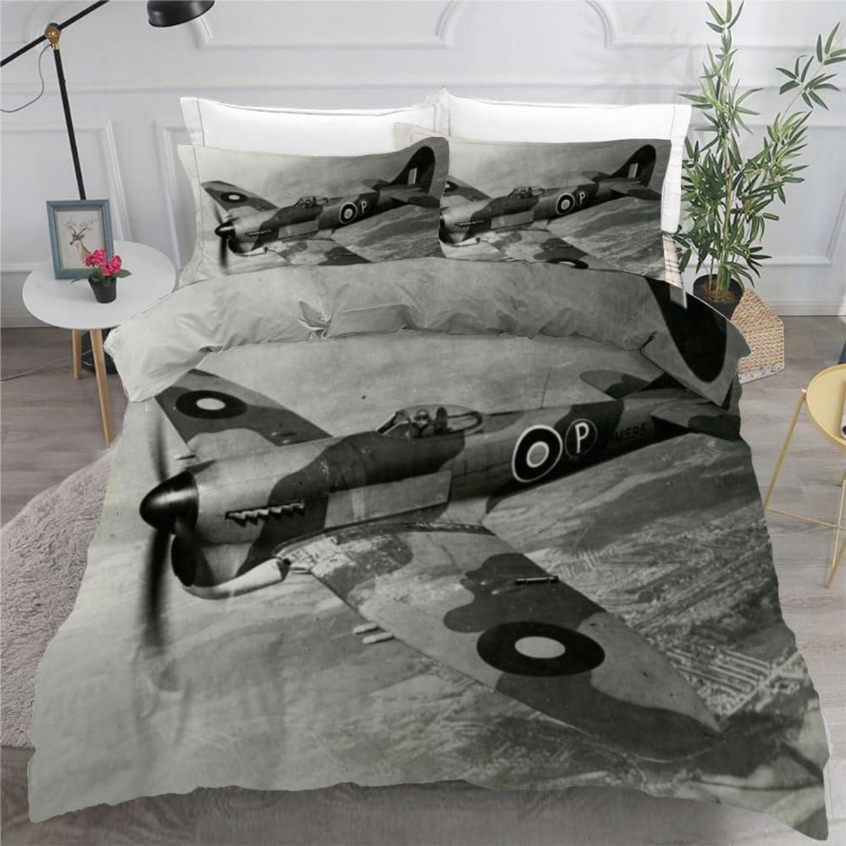Retro Flugzeug Bettwäsche Set 155x220 cm - 3-teilig