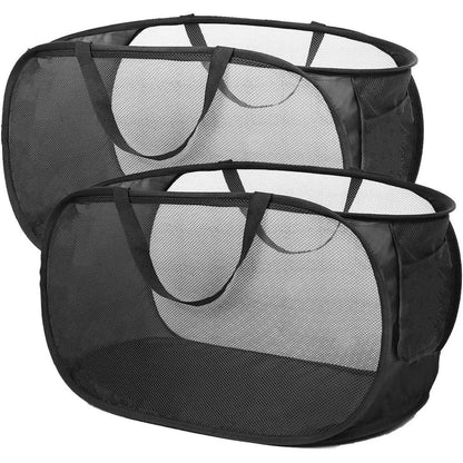 Faltbarer Wäschekorb 2er-Set – Pop-Up, Seitentasche, 57x36x36 cm