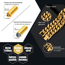 VEXXS Panzerkette Herren 10/12mm Vergoldet Edelstahl