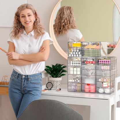 Kosmetik Organizer mit 10 Schubladen transparent Acryl für Badezimmer