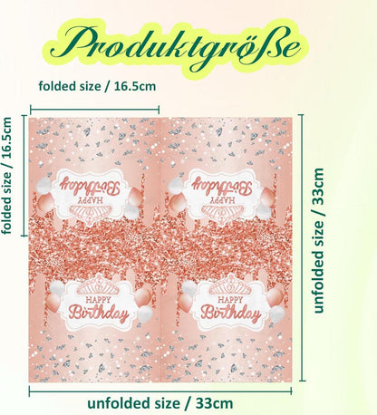 Roségoldene Happy Birthday Servietten 80 Stück 33x33cm Feste