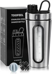Protein Shaker Flasche aus Edelstahl mit 2 Mischkugeln
