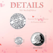 925 Sterling Silber Geburtsstein Charm Anhänger - April Herz Zirkon
