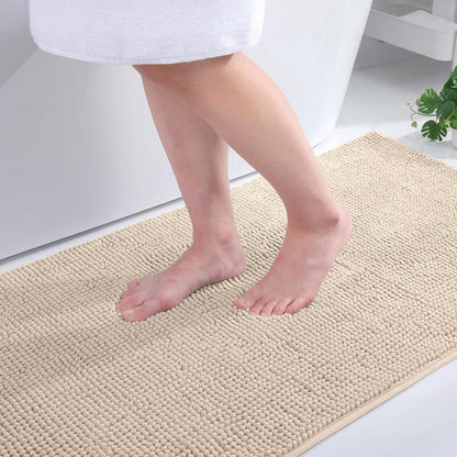 Chenille Badematte rutschfest & saugfähig 40x60 cm Beige