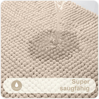 Chenille Badematte rutschfest & saugfähig 40x60 cm Beige