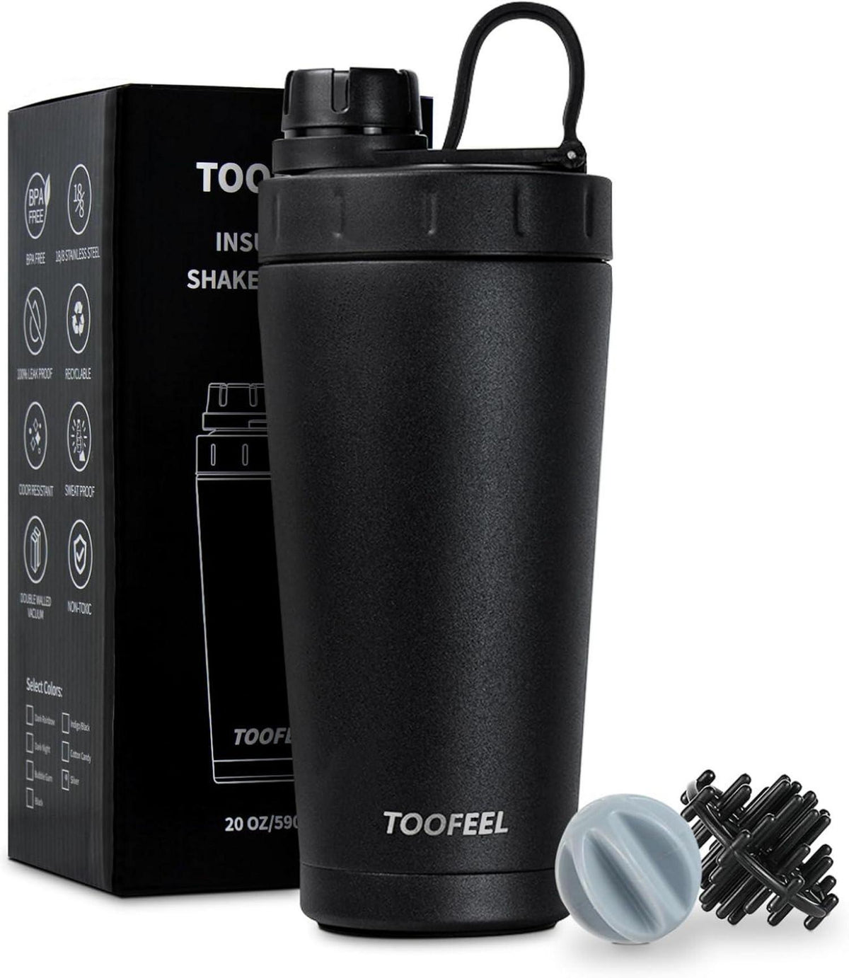 Isolierte Protein Shaker Flasche aus Edelstahl 20oz