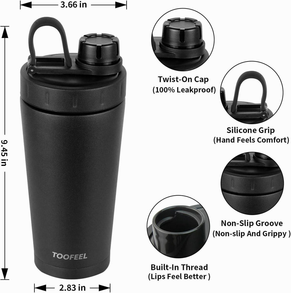 Edelstahl Shaker Flasche Protein Shakes isoliert Shaker Becher Fitnesstudio Workout