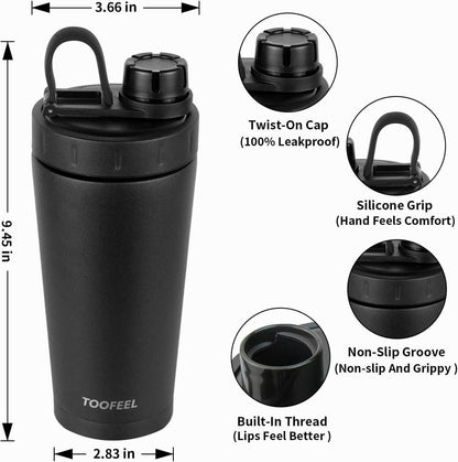 Edelstahl Shaker Flasche Protein Shakes isoliert Shaker Becher Fitnesstudio Workout