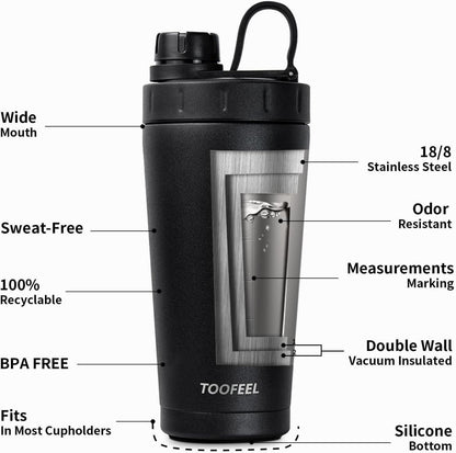 Edelstahl Shaker Flasche isoliert Protein Shakes 20oz Gym Fitness
