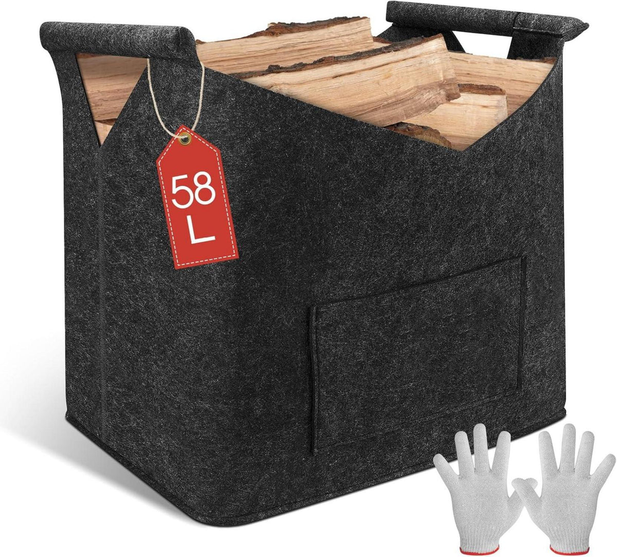 Kaminholzkorb XL Faltbarer Filztasche Brennholzkorb - Schwarz