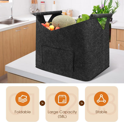 XL Holzkorb Kamin Brennholz Filztasche Aufbewahrungskorb 45x32x40cm Schwarz