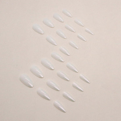 24 Stk. Weiß Mandel Nägel Press on Nails Mittel, Glossy