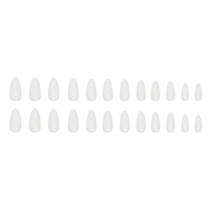 24 Stk. Weiß Mandel Nägel Aufkleben Oval Fake Nails Kunstnägel French für Frauen