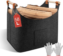 Holzkorb XL mit Filztasche und Holzgriff, faltbar