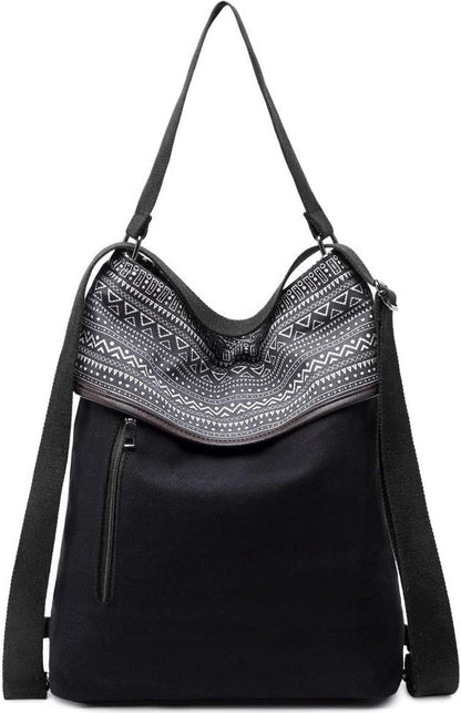 Travistar Canvas Schultertasche Damen Rucksack Vintage Hobo