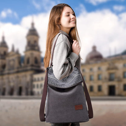 Canvas Damen Rucksack Handtasche Vintage Schultertasche Anti-Diebstahl Hobo