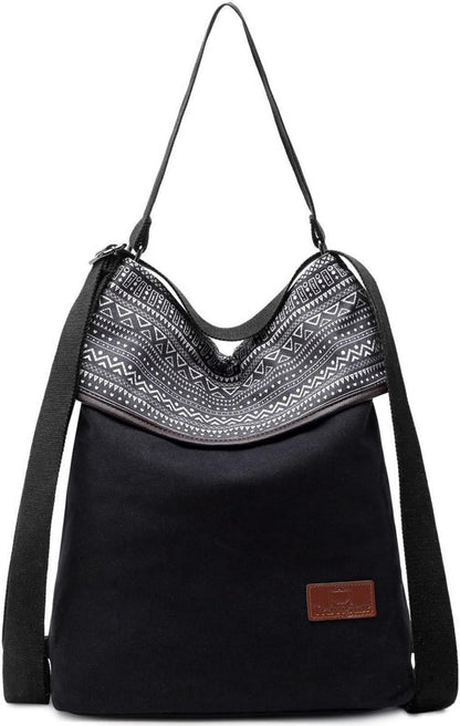 Travistar Damen Canvas Schultertasche Rucksack Vintage Hobo Diebstahl Tasche