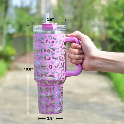 Thermobecher mit Strohhalm und Henkel 1,2L Auslaufsicher Edelstahl Kaffeebecher