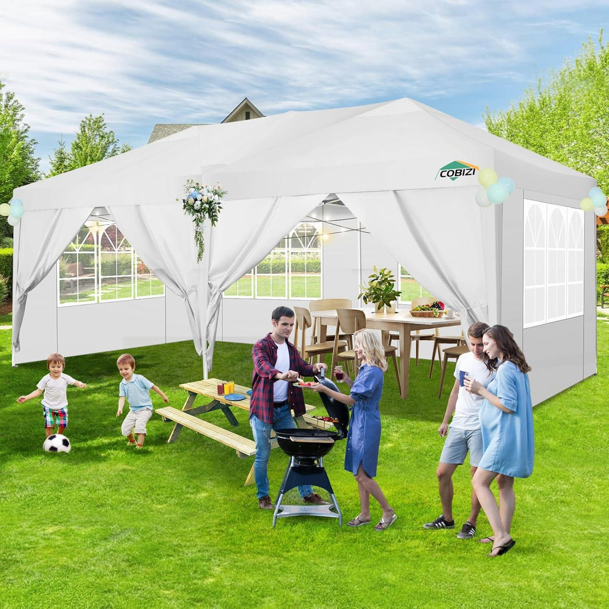 Faltpavillon 3x6 Wasserdicht & Winterfest Pop Up Zelt mit 6