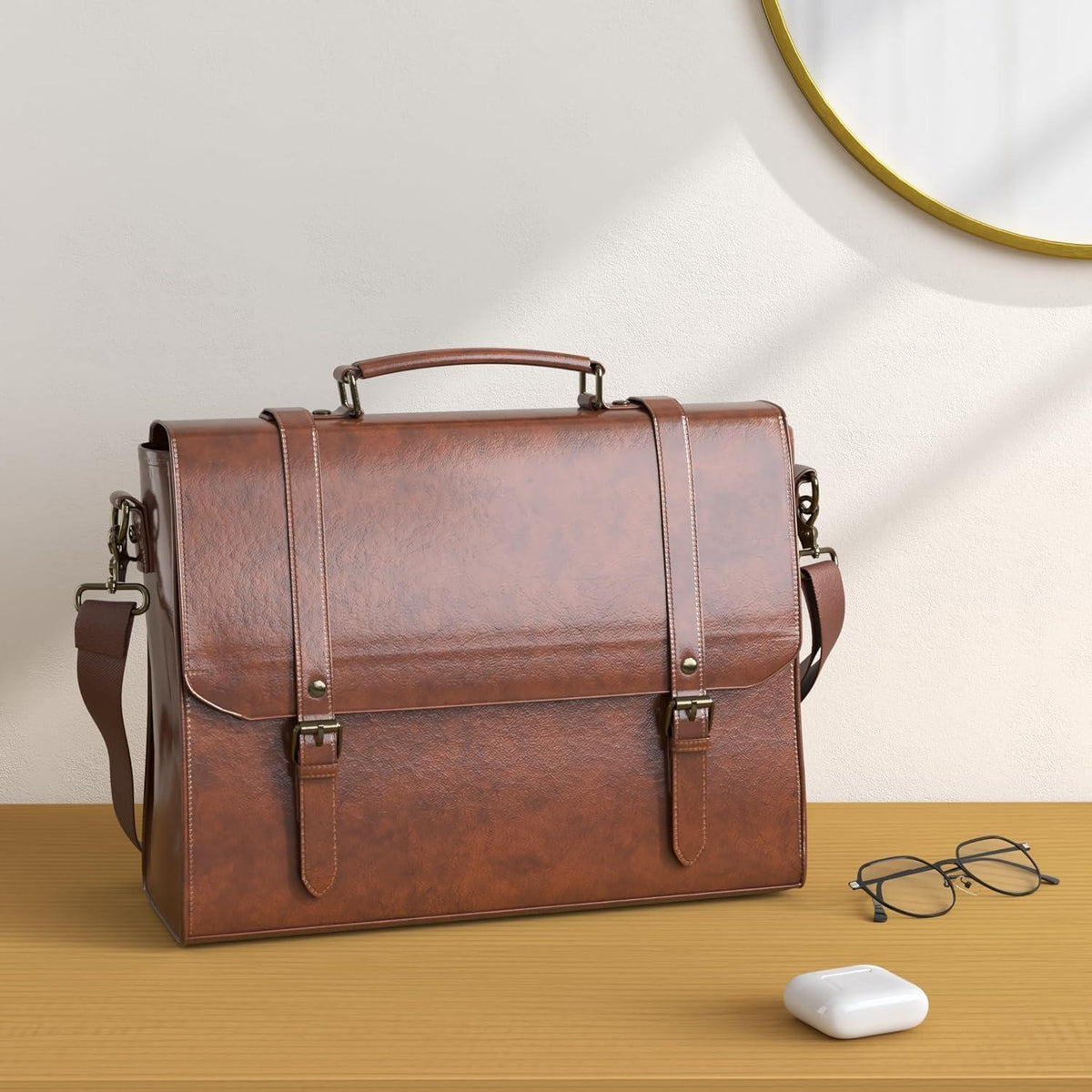 Herren Aktentasche Wasserdicht Umhängetasche 15,6 Zoll Laptoptasche Vintage