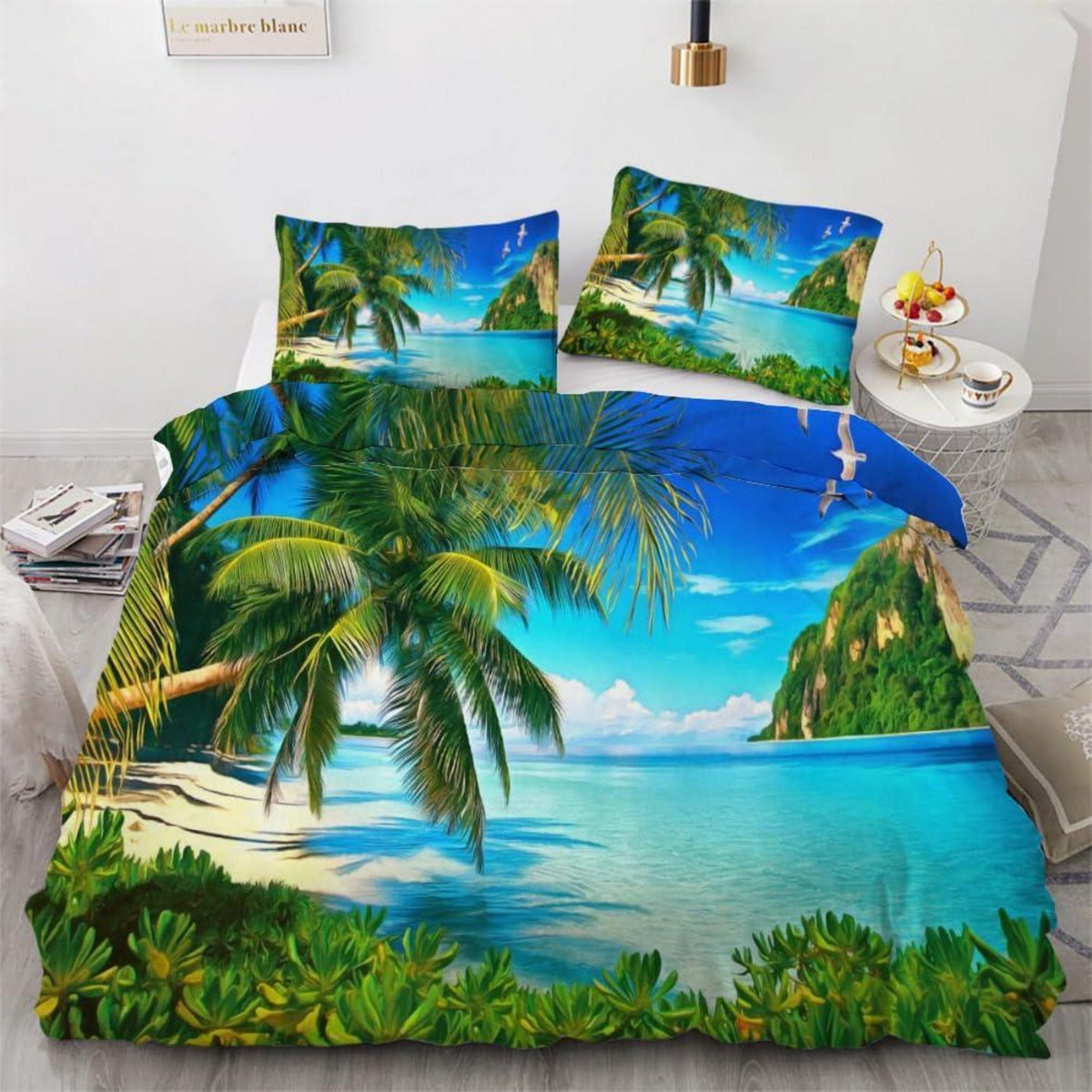 Bettwäsche Set Palme 220x240 cm | 3-teilig, Mikrofaser, 3D-Motiv