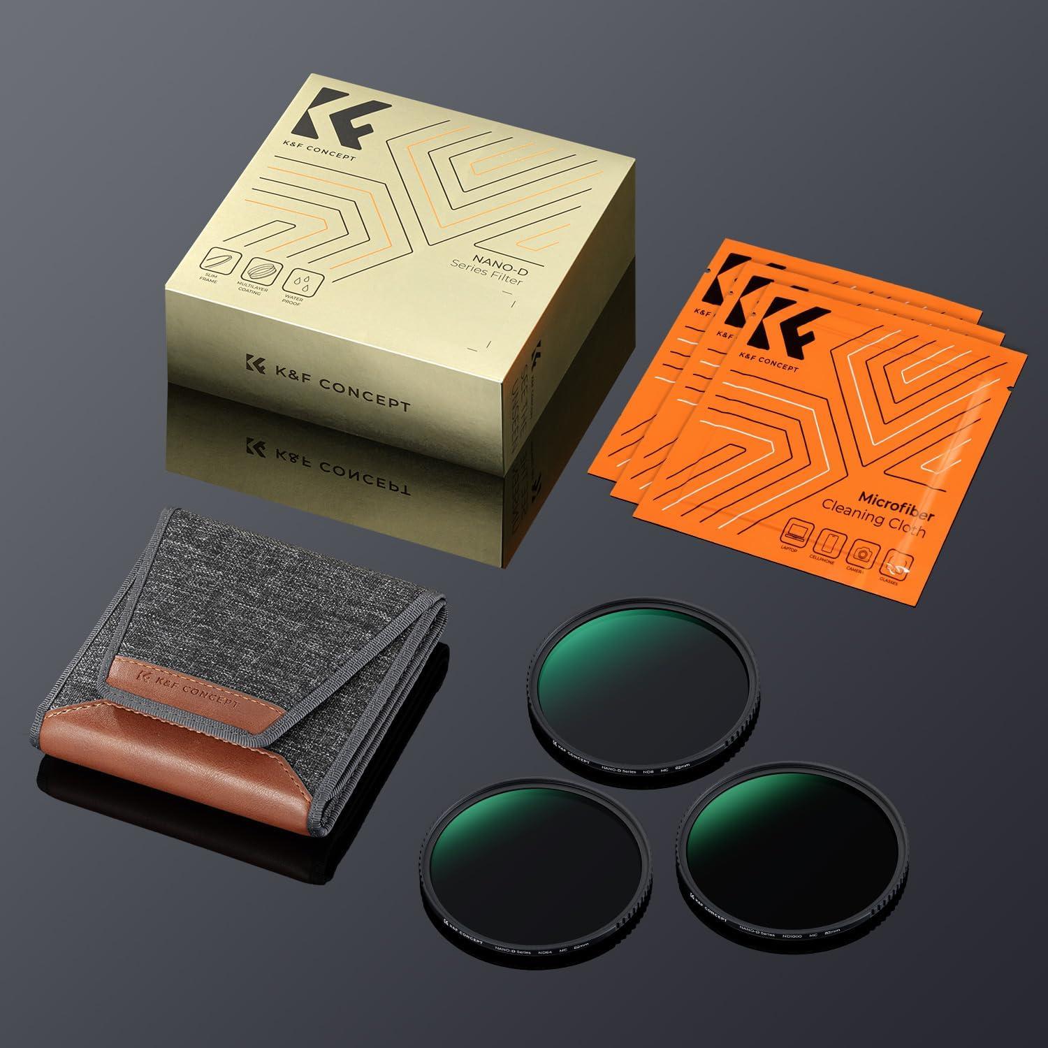 K&F Concept Nano D-Serie ND Filterset 58mm ND8+ND64+ND1000 Neutral Graufilter