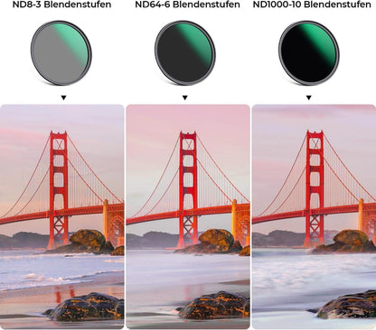 K&F Concept Nano D-Serie 55mm ND Filterset ND8+ND64+ND1000 Neutral Graufilter